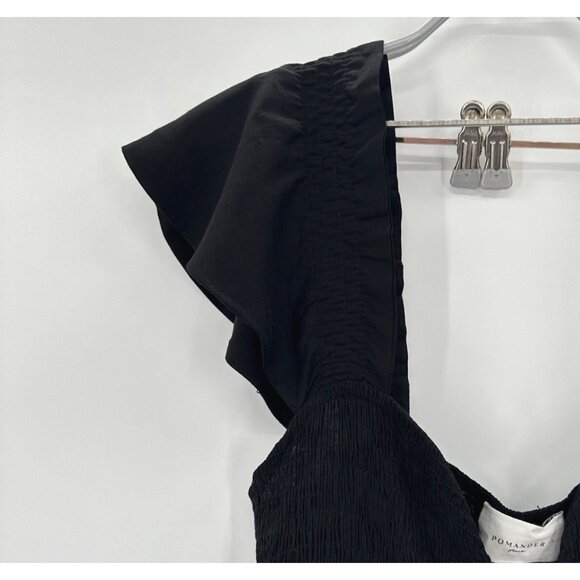 Pomander Place by Tuckernuck Black Phoebe Maxi Dress Smocked Corset Flutter sz M - Picture 3 of 12